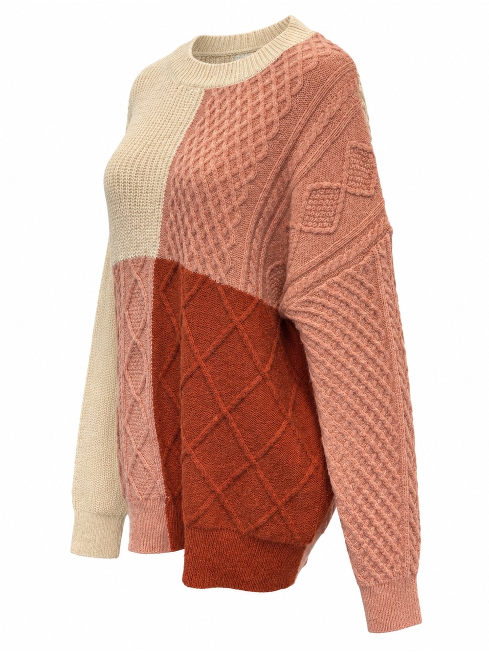 Umgee Colorblock Textured Knit Sweater Size Large - Picture 2 of 5